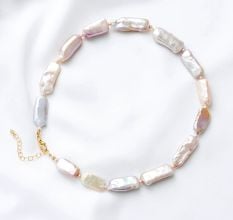 Pearl stone choker necklace, Brass 22k gold plated, Handmade jewelry